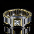 Men's Titanium Steel Two-Tone Square Chain Pattern Cubic Zirconia Wedding Band