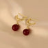 Stunning Red Pearl Drop 14K Gold-Plated Cubic Zirconia Women Earrings