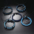 5 Pcs Men's PU Leather Hand Woven Multi-Layer Braided Blue Wristband Bracelets