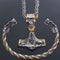 Nordic Viking Wolf Head Thor's Hammer Men Women Mjolnir Necklace & Bracelet Set