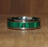 Beveled Edge Comfort-Fit Fabricated Malachite Inlay 8mm Tungsten Wedding Band