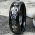 Men 8mm Titanium Black/Blue Laser Skull Carbon Fiber/Matte Black CZ Wedding Band