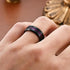 Men 8mm Tungsten Brushed Black Purple Grooved Center Beveled Edges Wedding Band