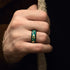 Men Women 8mm Tungsten Green Gold Leaf Flakes Meteorite Comfort-Fit Wedding Band