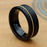 Men 8mm Black Brushed Tungsten Light Gold Guitar String Comfort-Fit Wedding Band