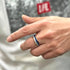 Men's 8mm Rose Gold Tungsten Blue Lapis Lazuli & Meteorite Inspired Wedding Band