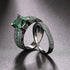 2 Pcs Princess Cut Green Black 18K Gold Plated Cubic Zirconia Women's Ring