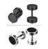 2 Pairs Of 316L Surgical Steel Punk Black & Silver Men Women Barbell Earrings