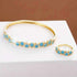 Gorgeous Turquoise 14K Gold Plated Zircon Women Bracelet & Ring Party Engagement