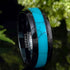 Men 8mm Tungsten Black Turquoise Beveled-Edge Comfort-Fit Polished Wedding Band