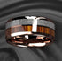 Men 8mm Tungsten Rose Gold Plated Silver &Koa Wood Inlay Engagement Wedding Band