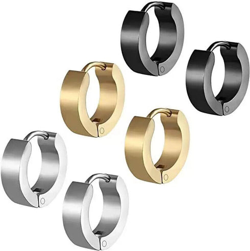 2pcs Titanium Steel Classic Hypoallergenic Men & Women Huggie Hoop Earrings