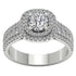 Solitaire Double Halo 14K White Gold Plated Cubic Zirconia Engagement Ring
