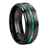 Tungsten Beveled Edges Black Emerald Opal Siderite 8mm Wedding Band