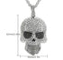 Iced Out 14K White Gold Plated Cubic Zirconia Sugar Skull Head Pendant Necklace