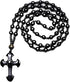 Good Luck Amulet Obsidian Cross Beaded Pendant Necklace
