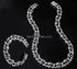2-Pc Iced Out Skull Rhodium Plated Cubic Zirconia Unisex Cuban Necklace & Bracelet