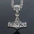 Nordic Viking Wolf Head Thor's Hammer Men Women Mjolnir Necklace & Bracelet Set