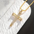 Men's Exquisite Iced Micro Pave 14K Gold Plated CZ Nail Cross Pendant Necklace