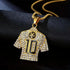 Fully Iced Soccer Jersey Number10 Titanium CZ Hip Hop Bling Pendant Necklace