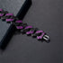 2Pc FULLY ICED Bling Rhodium Plated Purple Black CZ Cuban Link Necklace+Bracelet