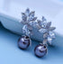 Stunning Gray Pearl Marquise 18K White Gold-Plated Cubic Zirconia Bridal Earring