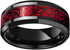 Men's 8mm Tungsten Beveled Edges Red Celtic Dragon Comfort-Fit Wedding Band Ring