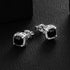 14K Gold Plated Cushion Cut Square Black Onyx Cubic Zirconia Men Women Earrings