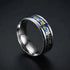 Men 8mm Tungsten Beveled Edges Silver & Blue Celtic Gold Dragon Comfort-Fit Band