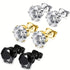 3Pairs Stunning 14k Gold Plated Solitaire Round Cubic Zirconia 6mm Stud Earrings
