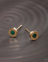 Classic 14K Gold Plated Green Roman Numerals Round Men & Women Stud Earrings