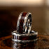Men's 8mm Titanium Silver with Ironwood Inlay Comfort-Fit Polished Wedding Band