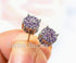 Micro Pave 14K Gold Plated Purple Cubic Zirconia Men Women Cluster Stud Earrings