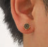 Micro Pave 18K Gold Plated Black Cubic Zirconia Men Women Cluster Stud Earrings