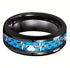 Men's 8mm Tungsten Beveled Edges Gradient Blue EKG Lifeline Heart Wedding Band