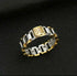 Men's Titanium Steel Two-Tone Square Chain Pattern Cubic Zirconia Wedding Band