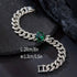 14K White Gold Plated Iced Cubic Zirconia Emerald Cuban Link Men Women Bracelet