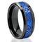 Men's 8mm Beveled Edge Comfort-Fit Blue Celtic Dragon Tungsten Wedding Band Ring