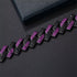 2Pc FULLY ICED Bling Rhodium Plated Purple Black CZ Cuban Link Necklace+Bracelet