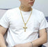 Iced Out Bling 18K Gold Plated Cubic Zirconia Cross Pendant Necklace