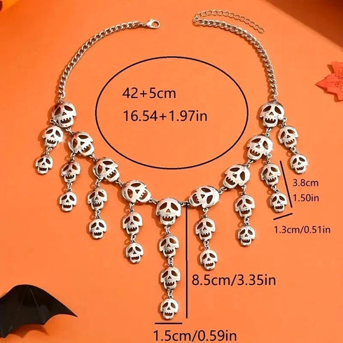 Punk Gothic Layered Tassel Hallow Skull Women Halloween Necklace/Bracelet