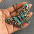 Exaggerated Boho Vintage Hollow Enameled Turquoise Butterfly Pendant Necklace