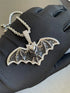 Iced Out Paved 14K White Gold Plated Cubic Zirconia Black Bat Pendant Necklace
