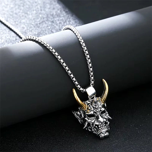 Vintage Cross Skull/Ghost 316L Stainless Steel Carved Halloween Pendant Necklace