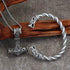 Nordic Viking Wolf Head Thor's Hammer Men Women Mjolnir Necklace & Bracelet Set