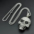Iced Out 14K White Gold Plated Cubic Zirconia Sugar Skull Head Pendant Necklace
