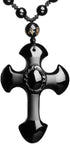 Good Luck Amulet Obsidian Cross Beaded Pendant Necklace