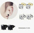 3 Pairs 14K Gold Plated Square Cubic Zirconia Solitaire Men Women Stud Earrings