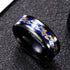 Men's 8mm Comfort Fit Black Tungsten Celtic Gold Dragon Blue Carbon Fiber Ring