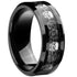 Men 8mm Titanium Black/Blue Laser Skull Carbon Fiber/Matte Black CZ Wedding Band